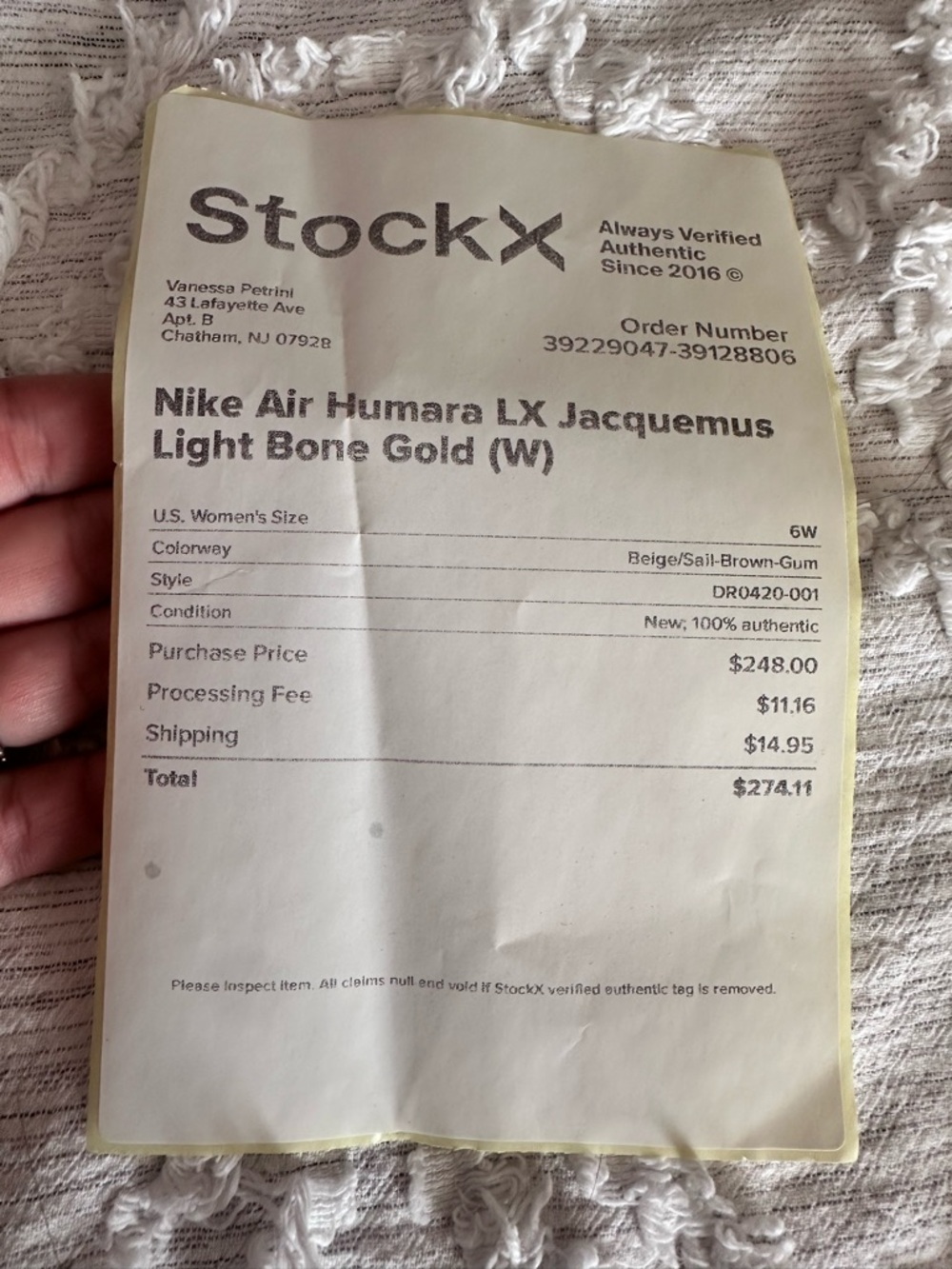 Authentic Nike Air LX Jacquemus Collab Sneakers Bone Gold - Picture 6 of 6